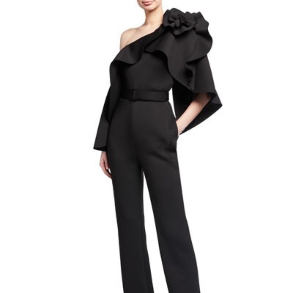 Jan Back Capelet tric Ruffle Jumpsuit